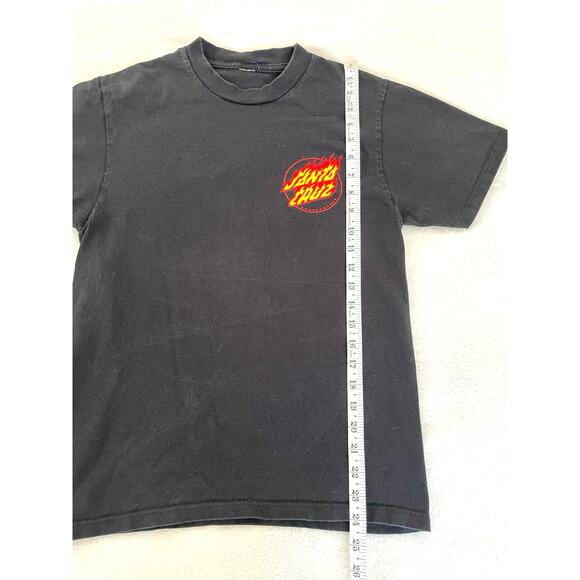 Santa Cruz Flame Dot Logo Black Skate T-Shirt Size M - Picture 4 of 6